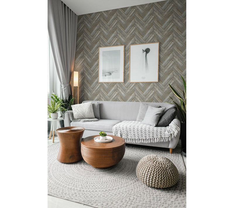 NextWall Chevron Wood Peel and Stick WallpaperRoll — View 2