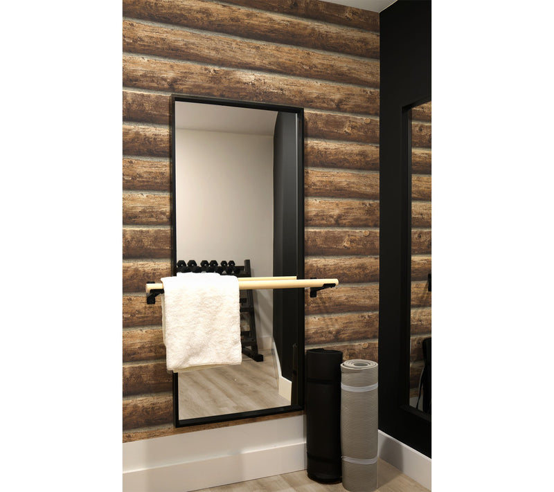 NextWall Log Cabin Peel and Stick Wallpaper Roll — View 3