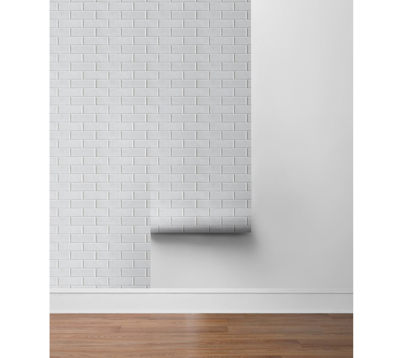 NextWall Faux Subway Tile Peel and Stick Wallpaper Roll — View 5
