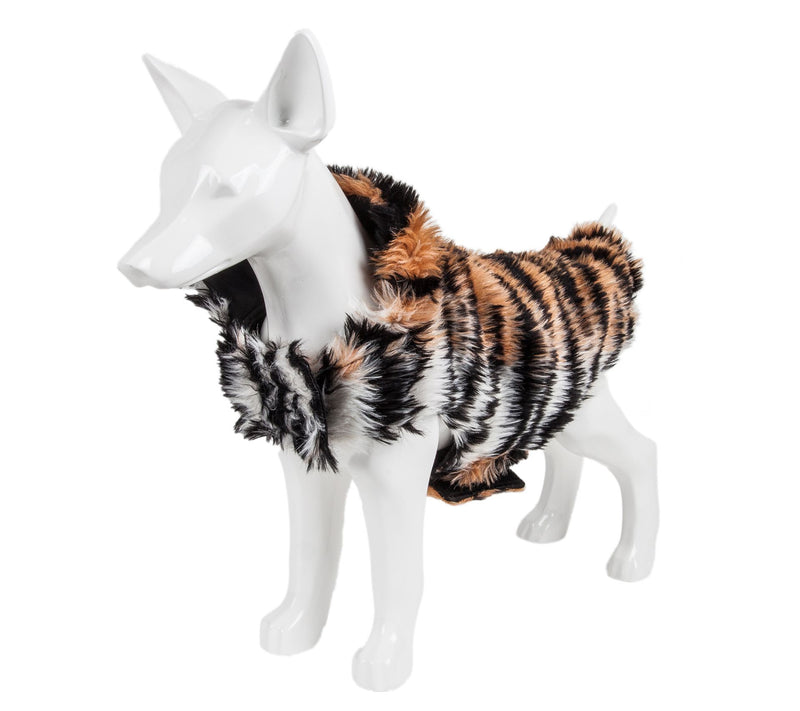 Pet Life Luxe 'Tigerbone' Tiger Patterned Fur Dog Coat Jacket — View 3