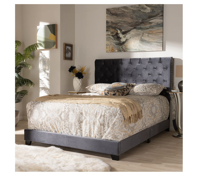 Candace Luxe and Glamour Velvet Upholstered Bed — View 7