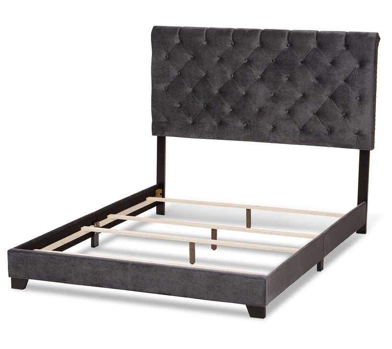 Candace Luxe and Glamour Velvet Upholstered Bed — View 5