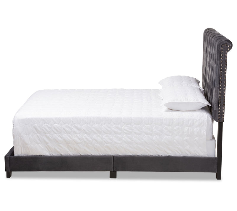 Candace Luxe and Glamour Velvet Upholstered Bed — View 4