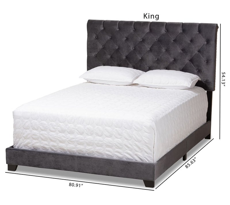 Candace Luxe and Glamour Velvet Upholstered Bed — View 9