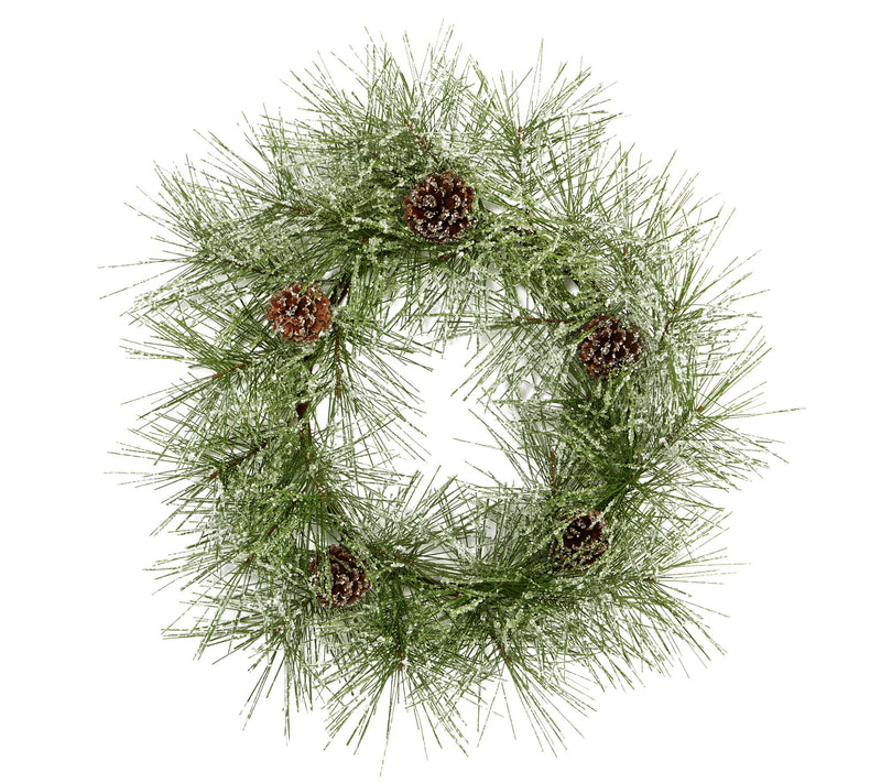 Nearly Natural 24" Iced Pine Wreath w/Pine Cones — View 3