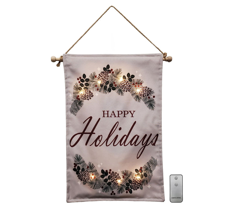 LumaBase Lighted Wall Banner w/Remote Control - Happy Holidays — Main view