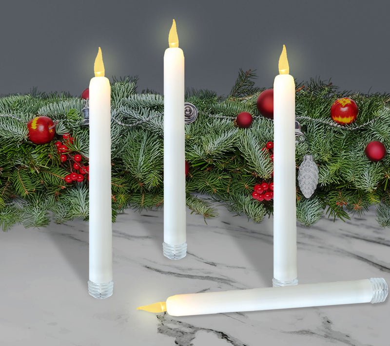LumaBase Battery Operated Taper Candles, Soft White- Set of 4 — View 2