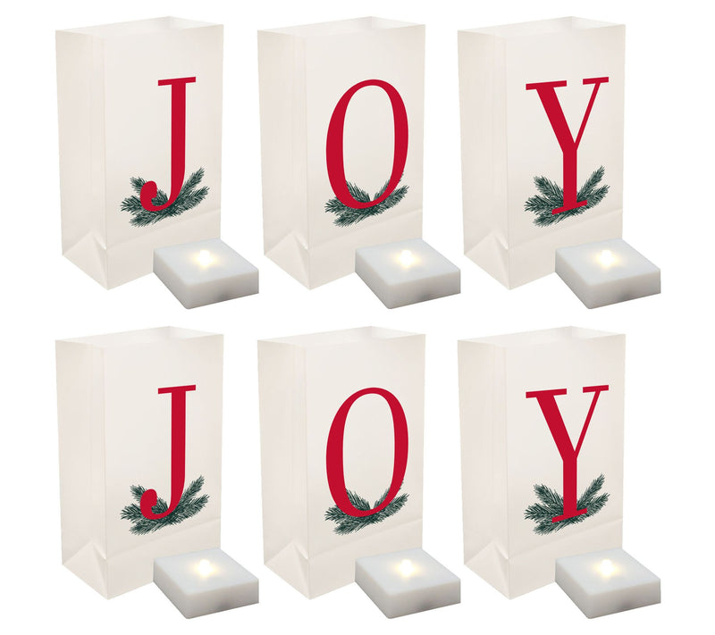 LumaBase Battery-Operated LED Luminaria Kit - JOY, 6ct — View 3