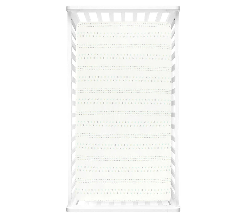 Hygge Sloth Geo Fitted Crib Sheet by Lush Decor — View 4