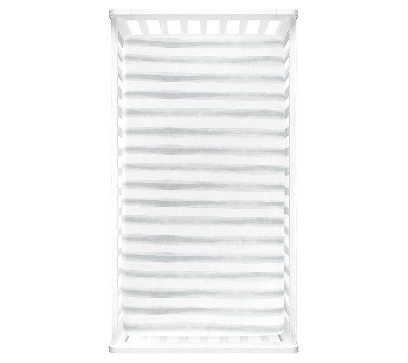 Watercolor Stripe Fitted Crib Sheet by Lush Decor — View 4