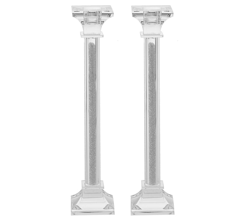 Copa Judaica Crystal Candlesticks with Silver Crushed Stones — Main view