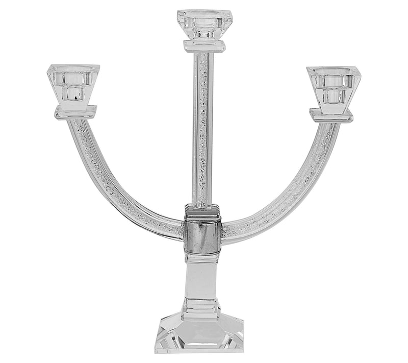 Copa Judaica Crystal Candlestick with Silver Cr ushed Stones — View 3