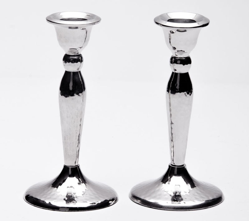 Copa Judaica Stainless-Steel Candle Holders Ham mered — View 3