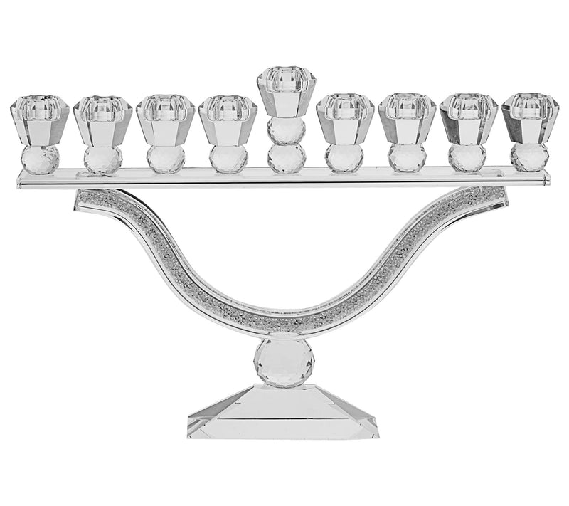 Copa Judaica Crystal Menorah with Silver Crushed Stones — View 3