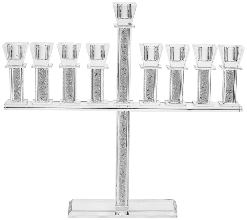 Copa Judaica Crystal Menorah Traditional with Crushed Stones — Main view