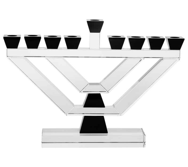 Copa Judaica Crystal Menorah with Black Accents — Main view