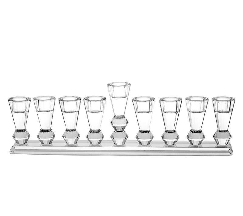 Copa Judaica Menorah Crystal with Silver Crushed Stones — View 3