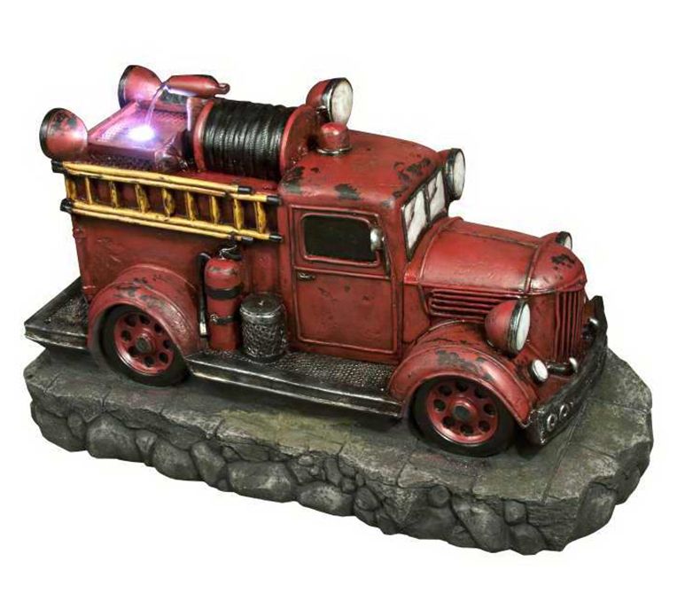 Northlight 38" Lighted Red & Black Vintage Fire Truck Fountain — View 4
