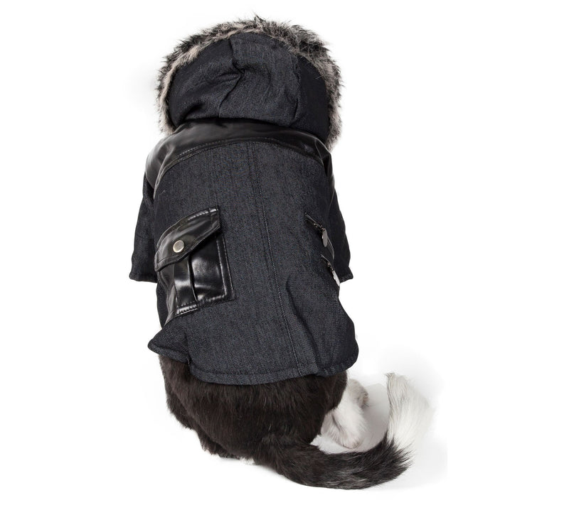 Pet Life Ruff-Choppered Denim Fashioned Wool Pet Coat — View 3