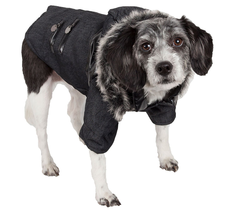 Pet Life Ruff-Choppered Denim Fashioned Wool Pet Coat — View 4