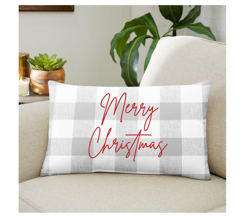 Sorra Home "Merry Christmas" Embroidered 13" x20" Pillow — View 4