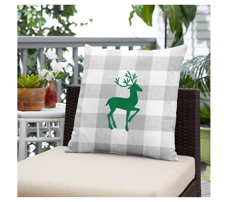 Sorra Home Embroidered Deer 18" Plaid Pillow — View 8
