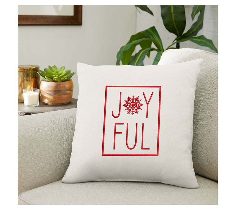 Sorra Home Joyful Snowflake 18" Embroidered Sunbrella Pillow — View 4