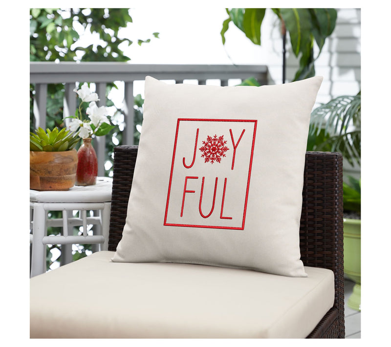 Sorra Home Joyful Snowflake 18" Embroidered Sunbrella Pillow — View 5