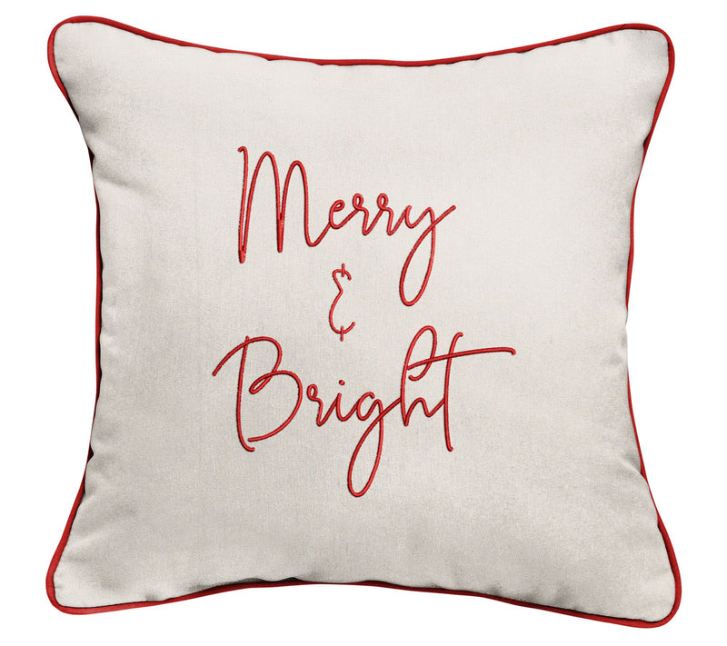 Sorra Home Merry & Bright Embroidered SunbrellaPillow — View 3