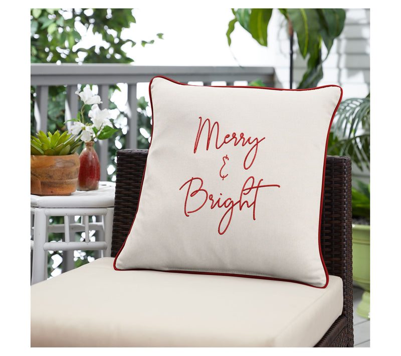 Sorra Home Merry & Bright Embroidered SunbrellaPillow — View 5