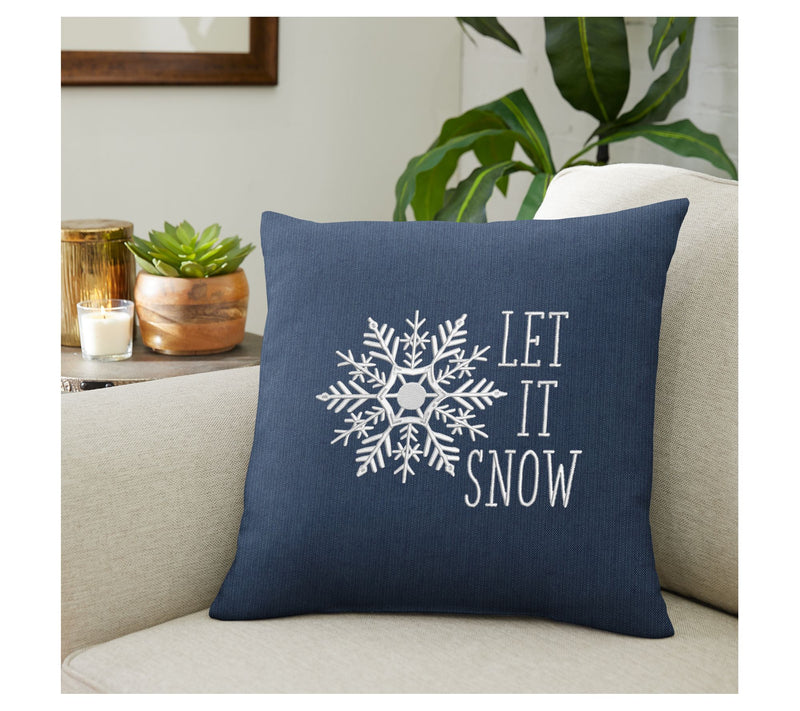 Sorra Home Let It Snow 18" Embroidered Sunbrella Pillow — View 4
