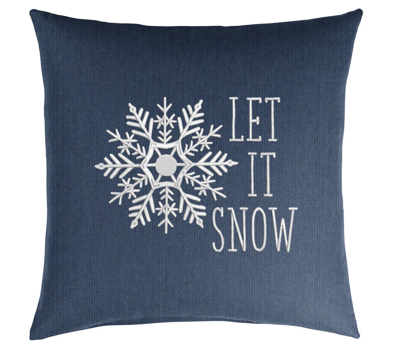 Sorra Home Let It Snow 18" Embroidered Sunbrella Pillow — Main view