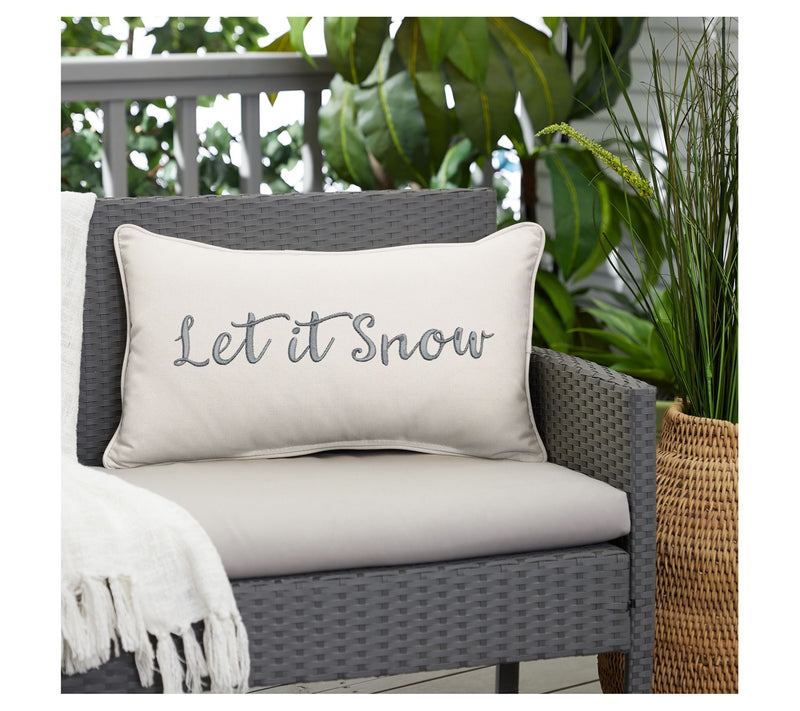 Sorra Home Let It Snow Embroidered Sunbrella Pi llow — View 5