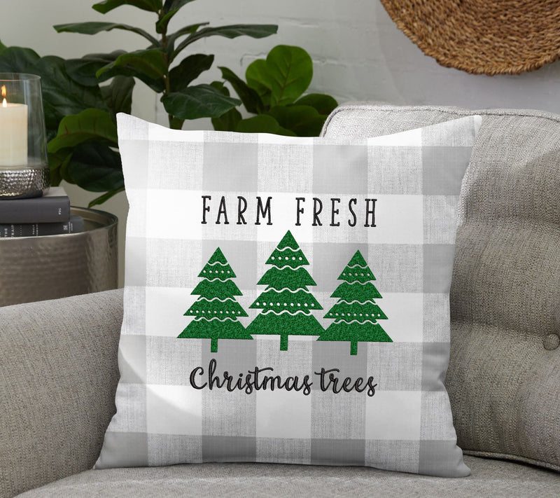 Sorra Home Farm Fresh Christmas Tree 18" Embroidered Pillow — View 4