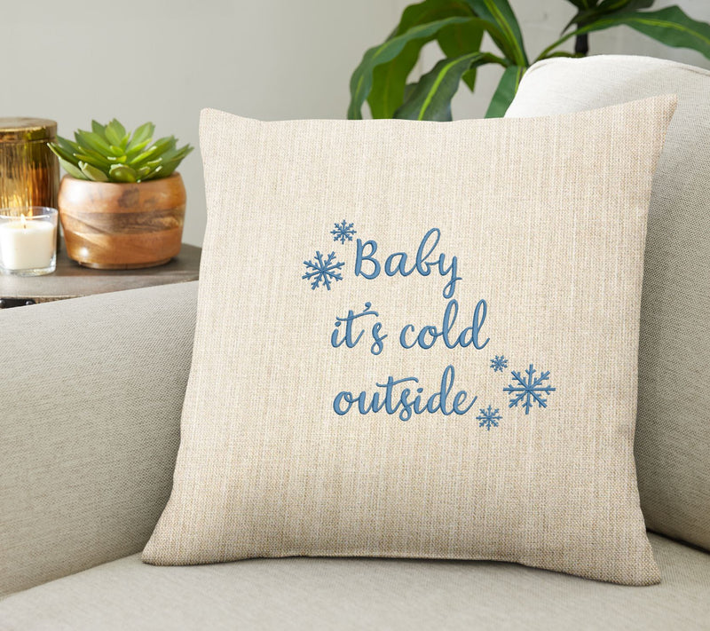 Sorra Home Baby It's Cold Outside Embroidered Sunbrella Pillow — View 4