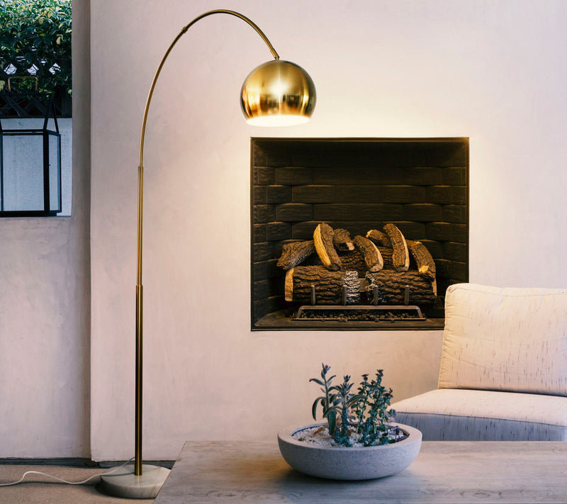 Brightech Olivia 75"H Antiqued Brass LED Arc Flor Lamp — View 7