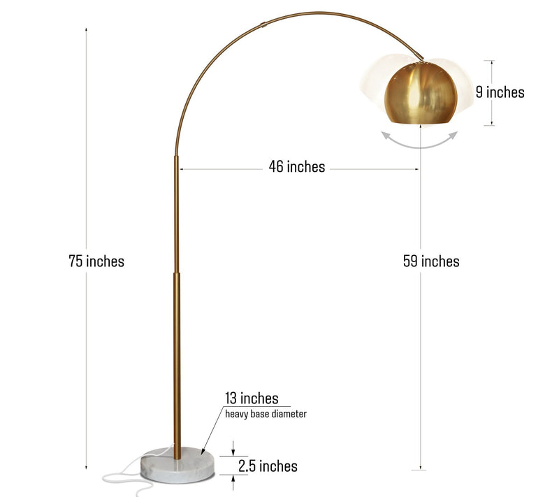 Brightech Olivia 75"H Antiqued Brass LED Arc Flor Lamp — View 5