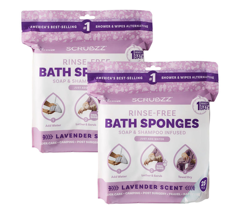 Scrubzz Lavender Rinse Free 50pc Bath Single Use Bath Sponges — Main view