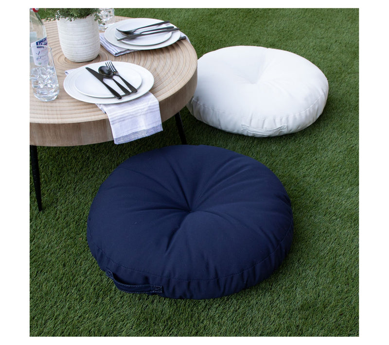 Sorra Home 24" Circle Sunbrell a Floor Pillow with Handle — View 6
