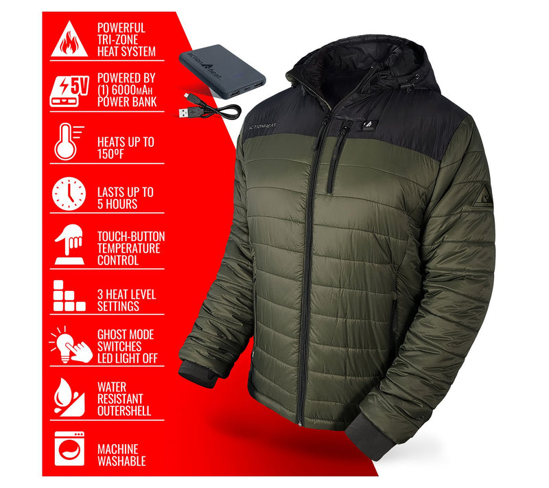 ActionHeat 5V Men's Poconos Battery Heated Puffer Jacket — View 7