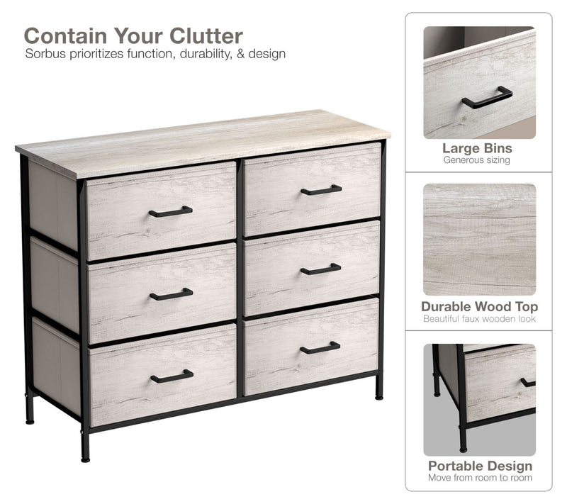 Sorbus Dresser with 6 Faux Wood Drawers — View 6