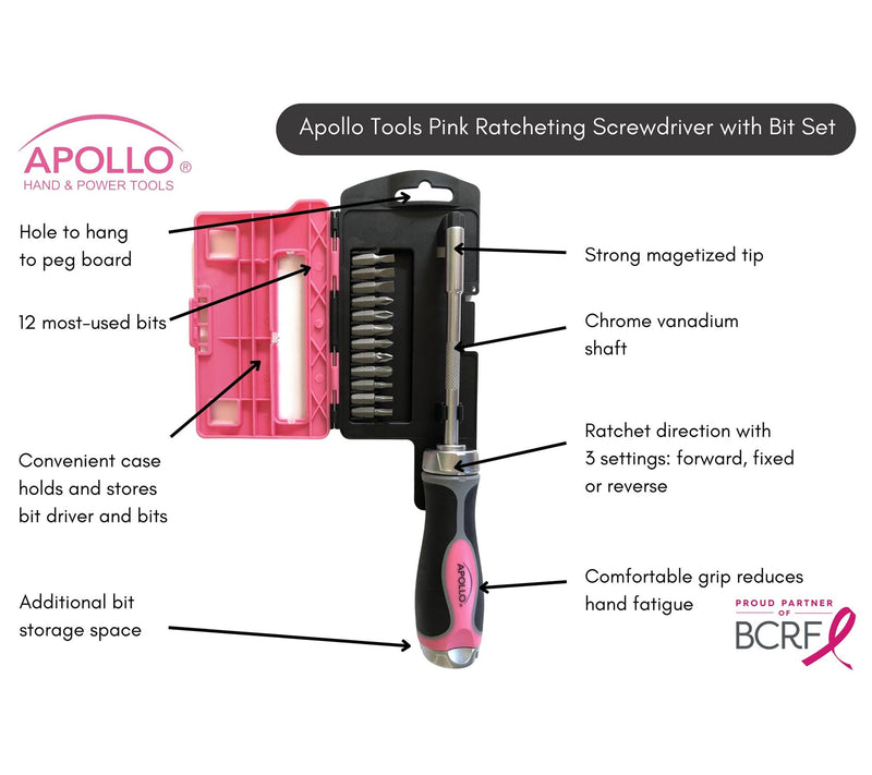 Apollo Tools 13-in-1 Ratcheting Screwdriver and Bit Set — View 6