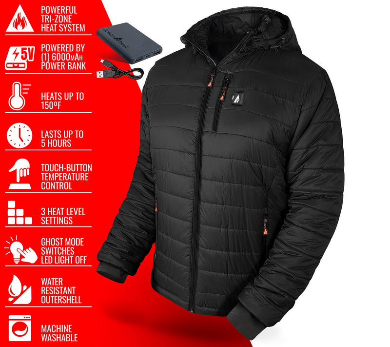 ActionHeat Men's 5V Battery Heated Puffer JackeW/ Hood — View 9