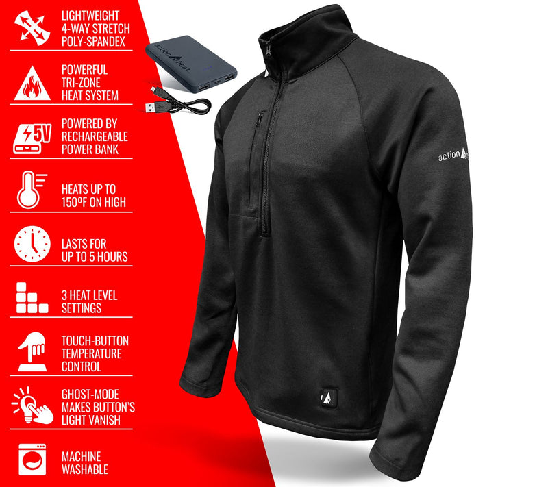 ActionHeat Men's 5V Battery Heated 1/2 Zip Up Sirt — View 11