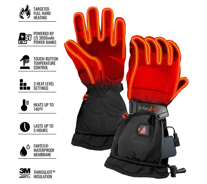 ActionHeat Women's 5V Battery Heated Snow Gloves — View 5
