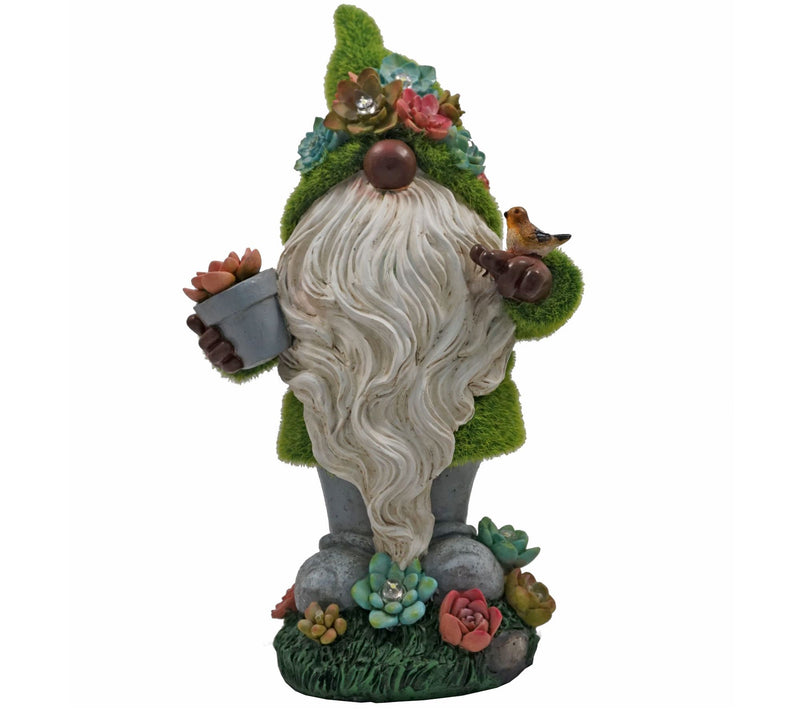 Solar Garden Grassy Gnome with Succulents by Hu nnykome — Main view