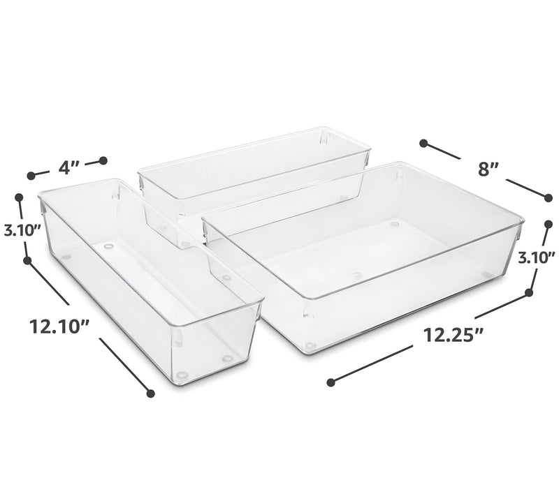 Sorbus Clear Drawer Organizer 3 Piece Set — View 6