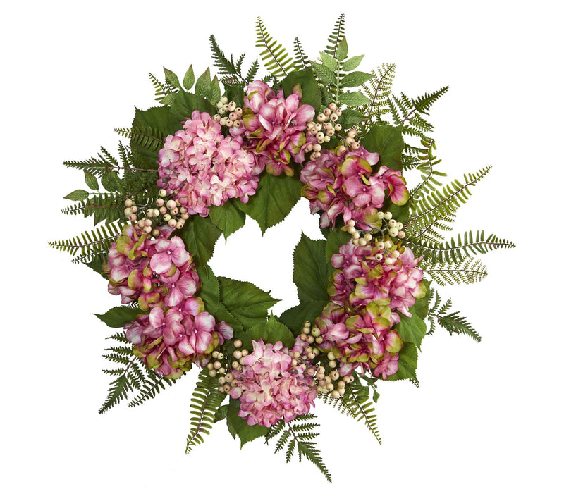24" Hydrangea Berry Wreath by Nearly Natural — Main view