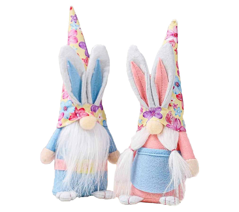 Santa's Workshop Inc. Set/2  10" Pink and Blue Bunny Gnomes — View 3