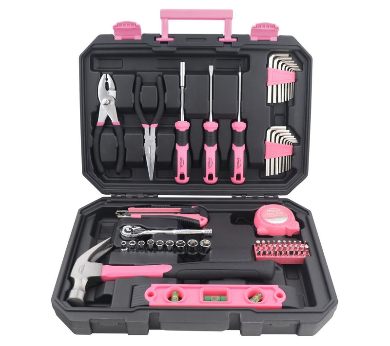 Apollo Tools 65 Piece Household Tool Kit Pink — View 3